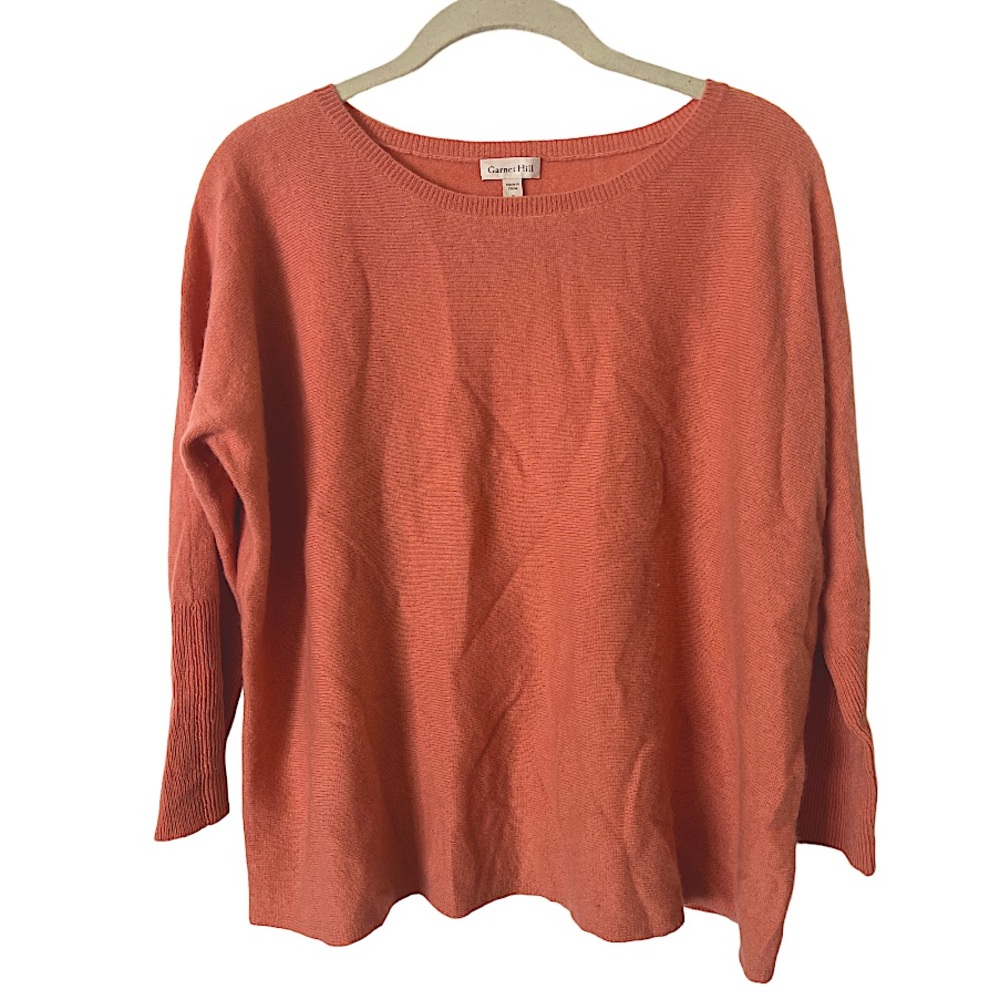 Garnet Hill‎ 100% Cashmere Coral Pink Crewneck Sweater